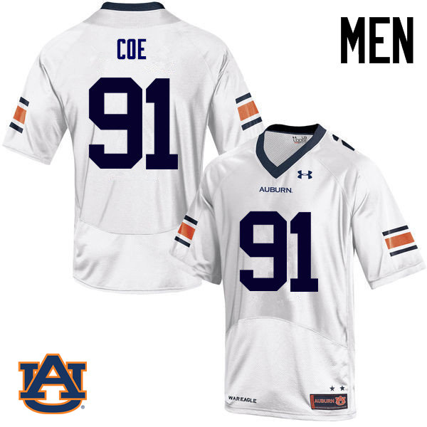 Men Auburn Tigers #91 Nick Coe College Football Jerseys Sale-White